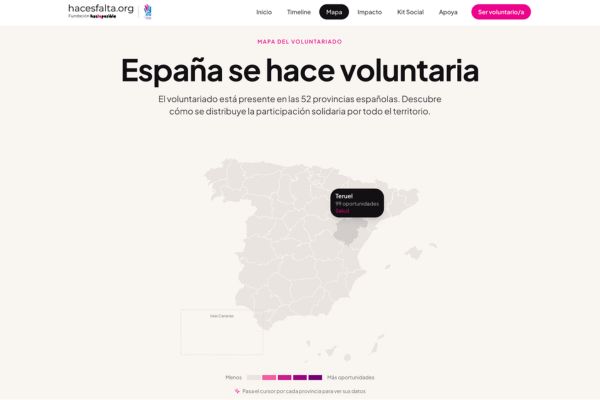 España se hace voluntaria: descubre cómo se distribuye el voluntariado en cada provincia