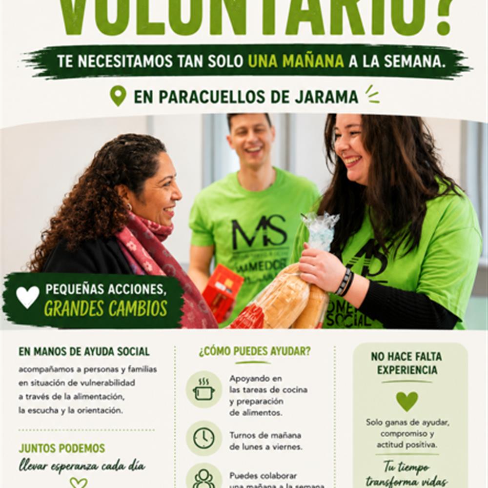 Voluntario en el comedor social manos de ayuda social