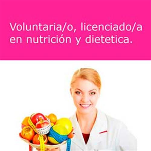 Voluntarias/os, licenciado/a en nutrición y dietética.