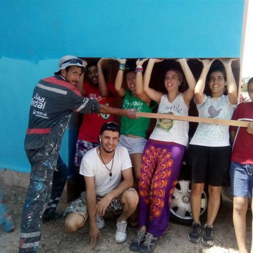 Campo de trabajo en kenitra colaborando con el mantenimiento de un centro (julio)