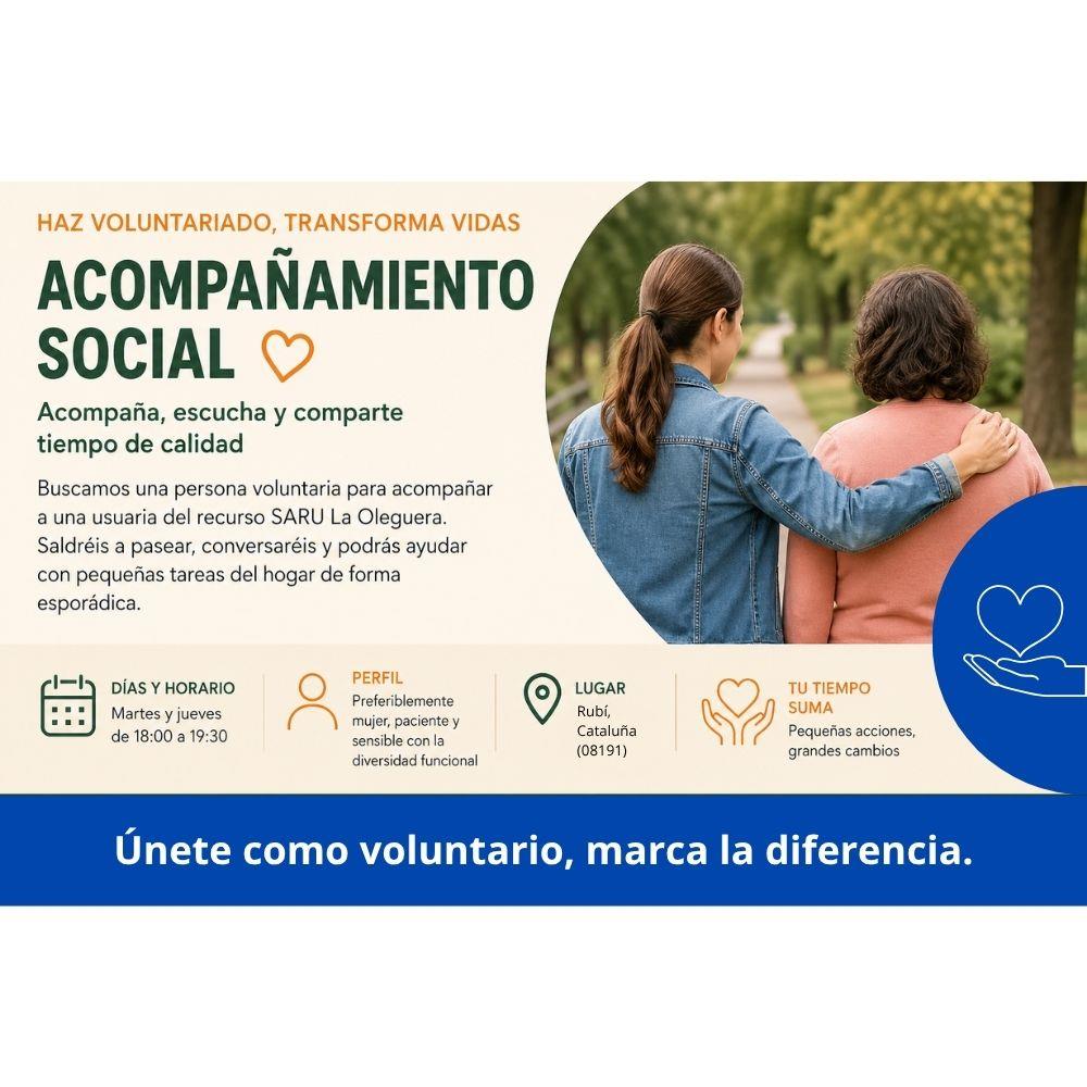 Acompañamiento social a persona con diversidad funcional (tardes), rubí (08191)