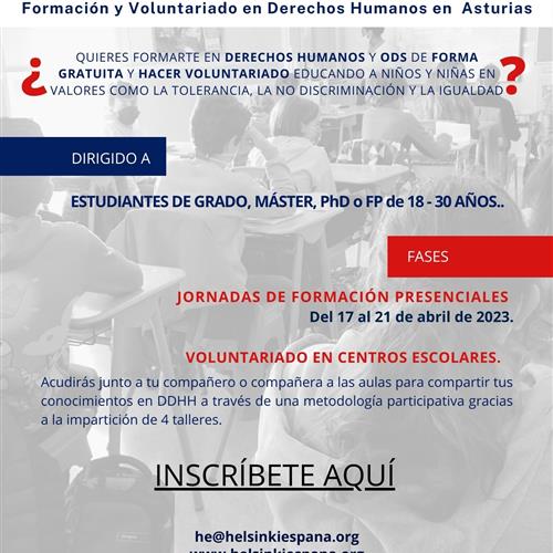 Proyecto de voluntariado: "jóvenes para jóvenes: educando en ddhh y ods" asturias