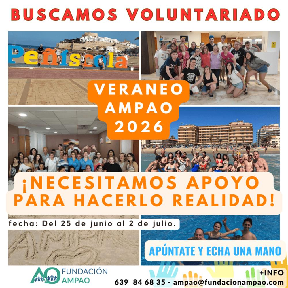 Voluntariado: apoyo a personas con discapacidad intelectual en vacaciones de verano con amigos 2026.