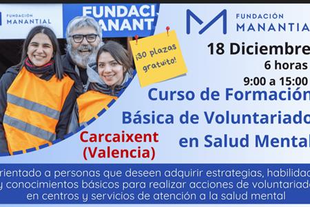 Curso de formación en voluntariado en salud mental. carcaixent. valencia