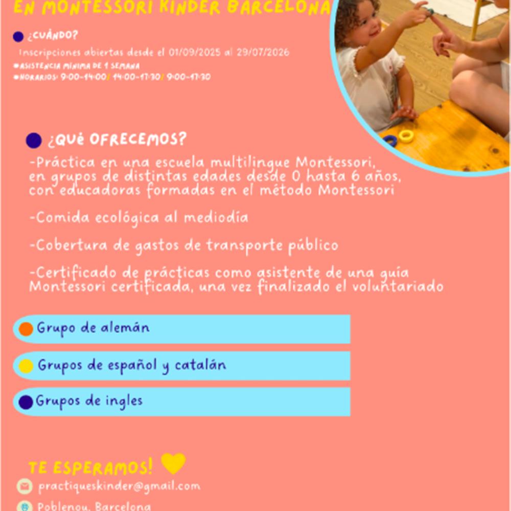 Voluntario/a en un espacio infantil internacional multilingüe y montessori