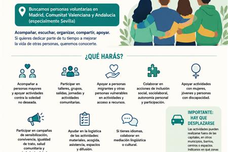 Buscamos personas voluntarias en madrid, comunitat valenciana y andalucía