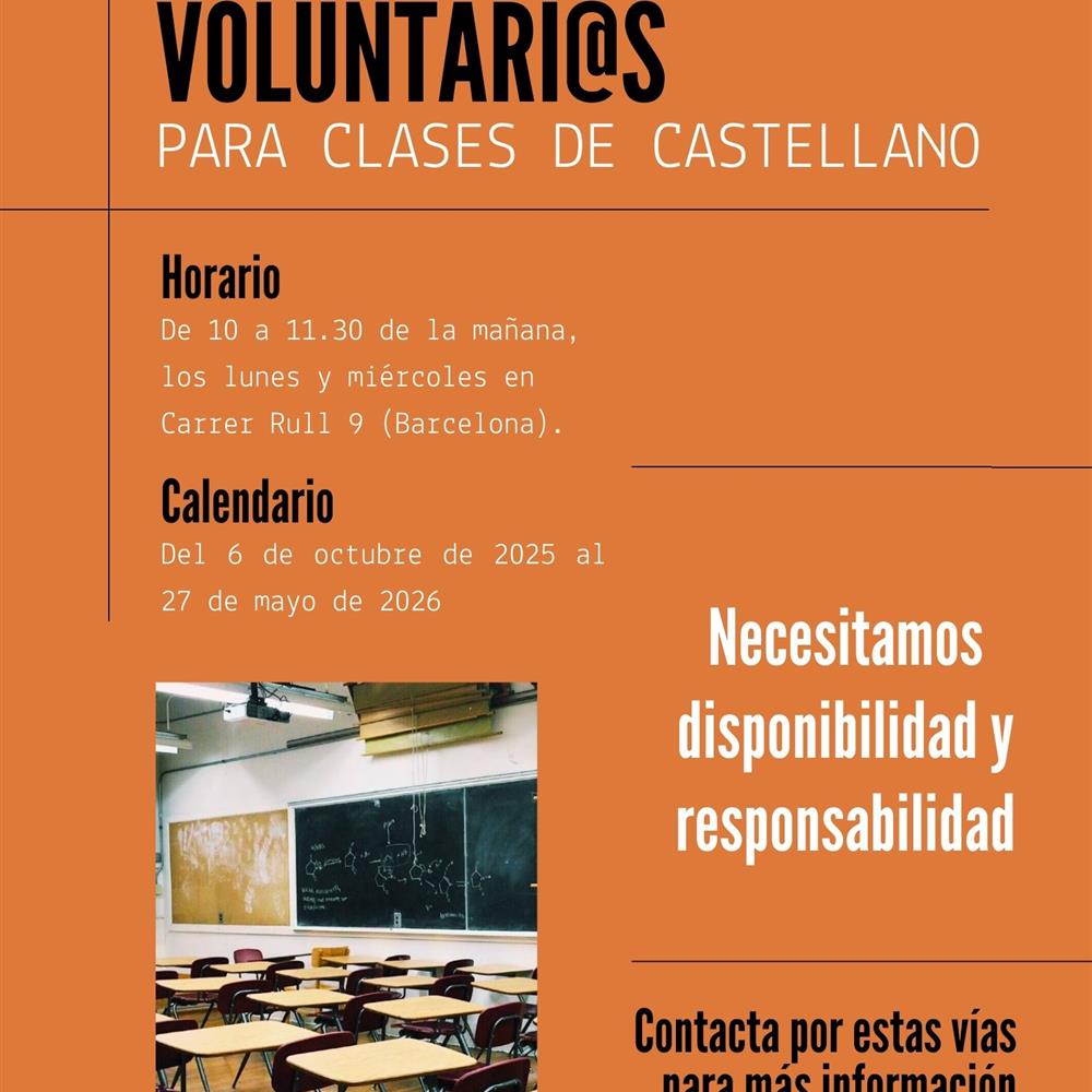 Profesor/a de alfabetización castellano barcelona c/rull, 9