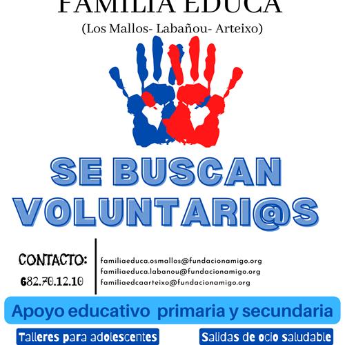 Voluntario/a de apoyo educativo. coruña. recursos; familia educa os mallos- labañou- arteixo