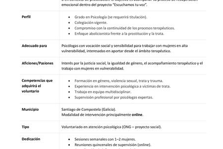 Psicólogas voluntarias – proyecto terapia solidaria 