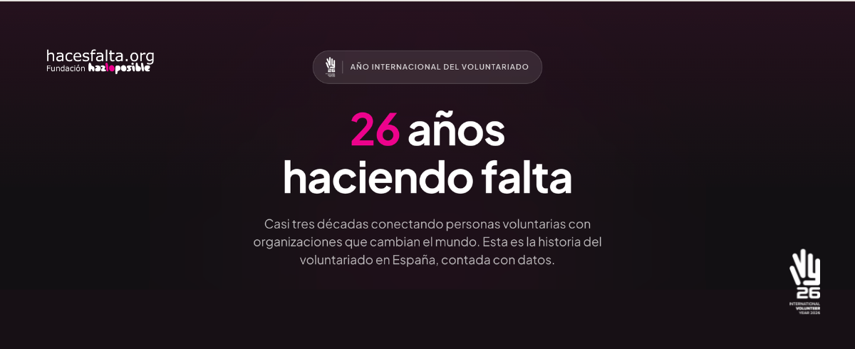 Recogemos 26 años de historia conectando personas voluntarias con causas que transforman en una web